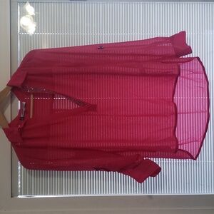Jennifer Lopez Hot Pink Sheer Blouse with Rhinestones size S